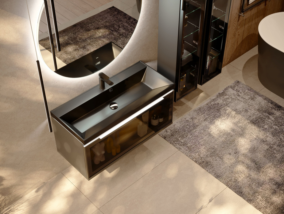 Тумба подвесная с раковиной Notte 100 Антрацит