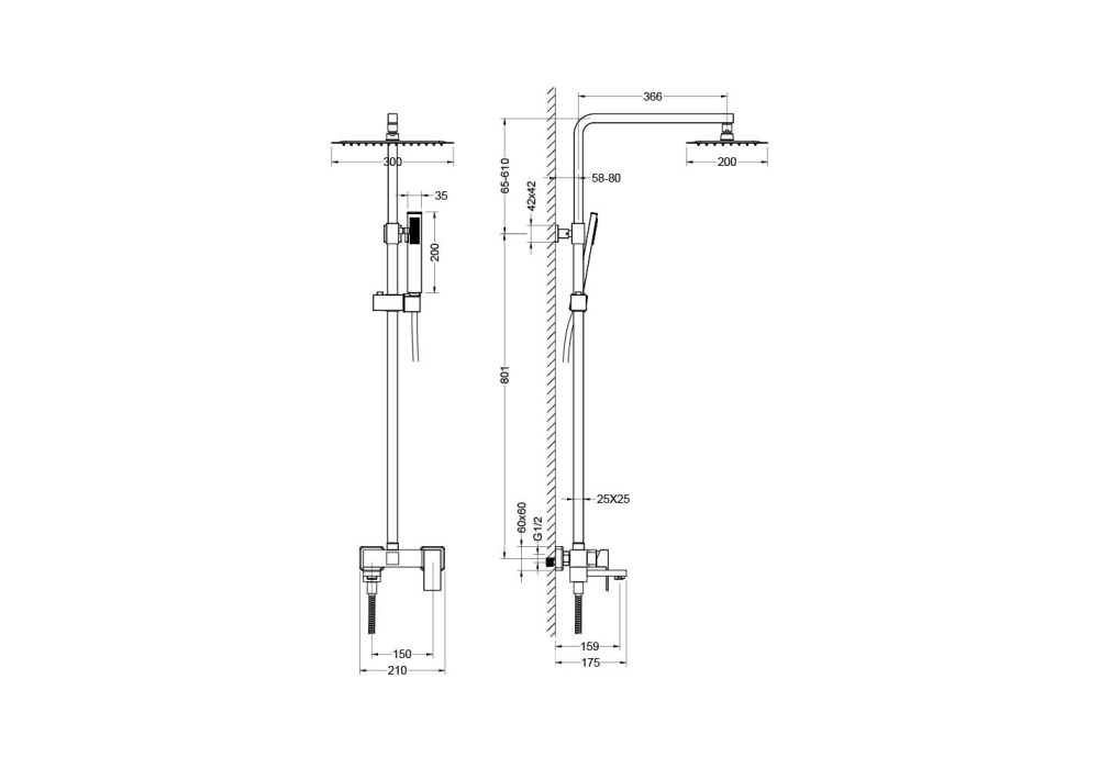 Душевая система "Либра" матовый черный AQ2640MB