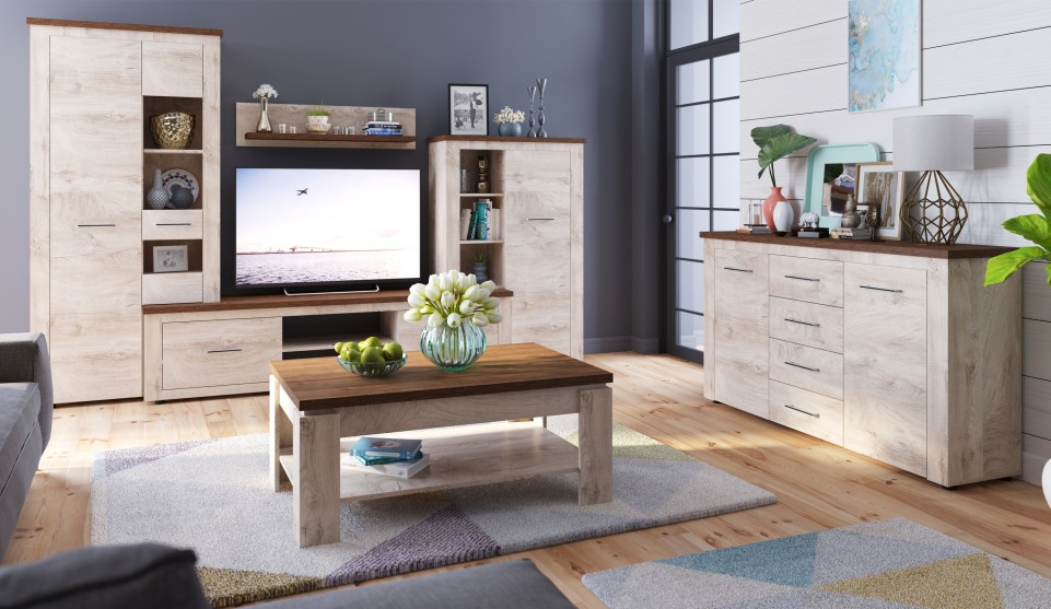 Стол журнальный "Мэдисон" Дуб эндгрейн/дуб экспрессив бронзовый