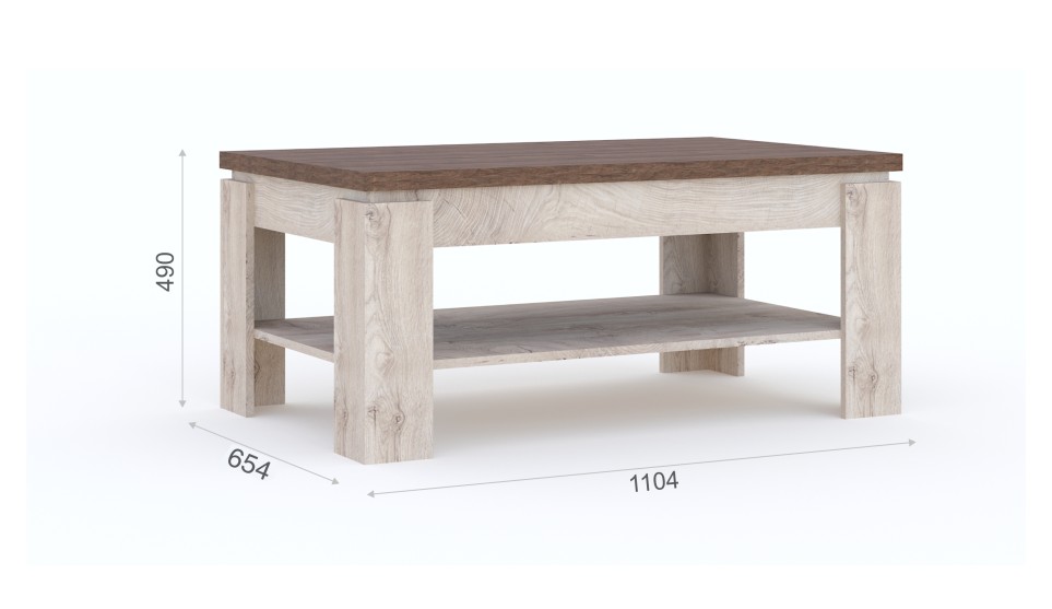 Стол журнальный "Мэдисон" Дуб эндгрейн/дуб экспрессив бронзовый