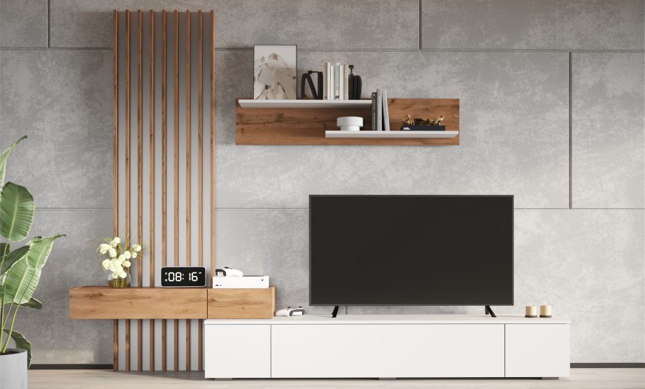 Стенка "Риана" 2,50 м Белый / Дуб вотан Стенка "Риана" 2,50 м Белый / Дуб вотан