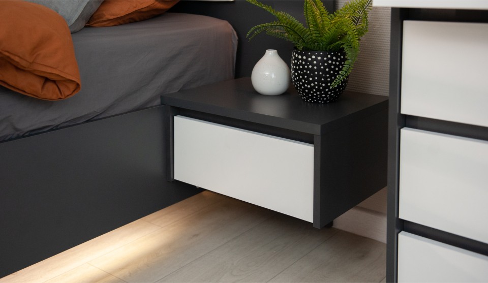 Тумба прикроватная 1 ящик "Мишель" 2 шт Антрацит