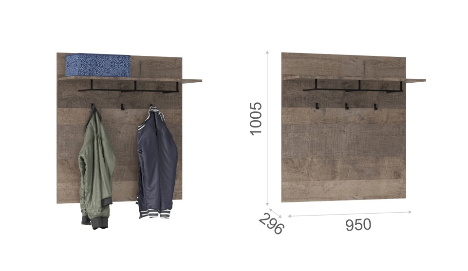 Вешалка "Стокгольм" Дуб гранж песочный/железный камень