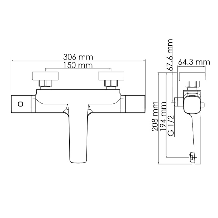 Смеситель для ванны WasserKRAFT "Naab" 8611 Thermo с термостатом