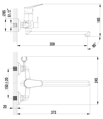 Смеситель для ванны LEMARK "Partner" LM6551C