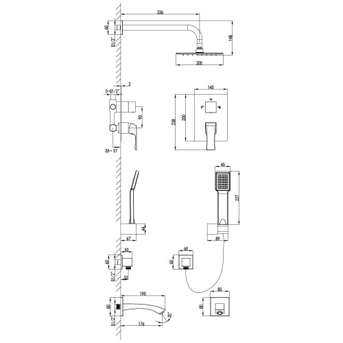 Смеситель для ванны и душа Lemark "Unit" LM4522C