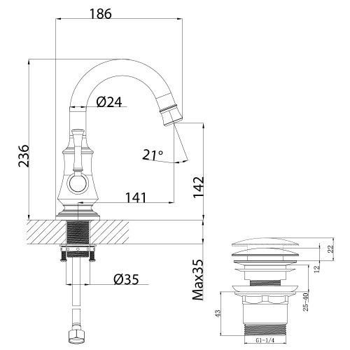 Смеситель для раковины Lemark "Peretto" LM6307RB 