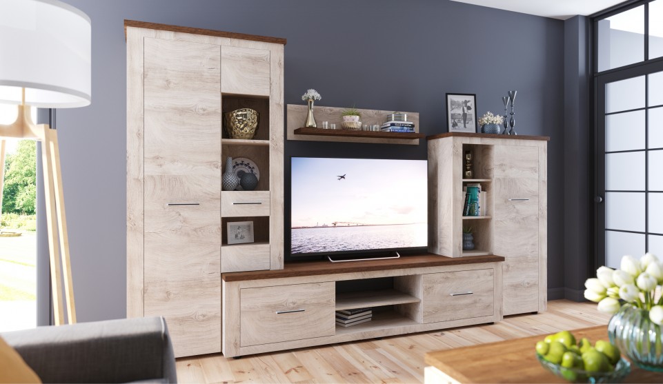 Стенка "Мэдисон" Дуб эндгрейн / Дуб экспрессив бронзовый Стенка "Мэдисон" Дуб эндгрейн / Дуб экспрессив бронзовый