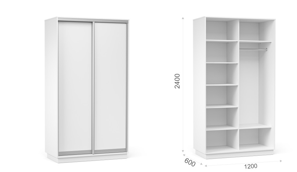 Шкаф-купе "Тетрис" (корпус) 1200/2400 Белый жемчуг