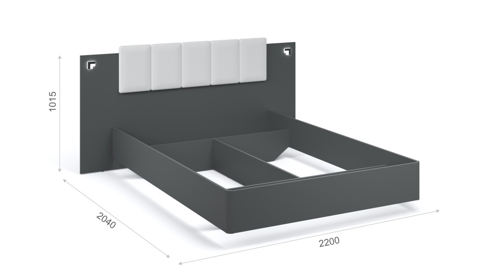 Кровать 160 без ПМ "Мишель" без ламелей Антрацит