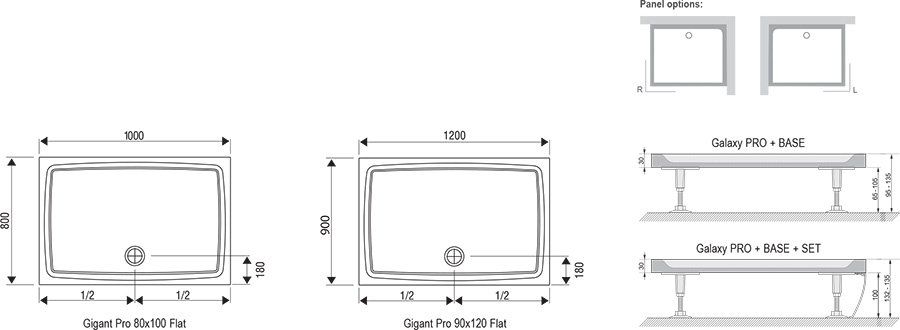 Поддон GIGANT PRO 100Х80 Flat 