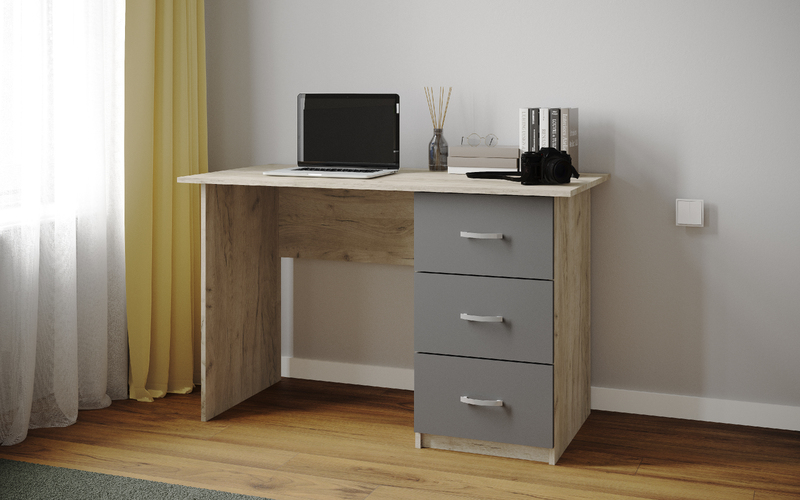 Стол письменный Сити-1 Дуб крафт серый/Графит серый
