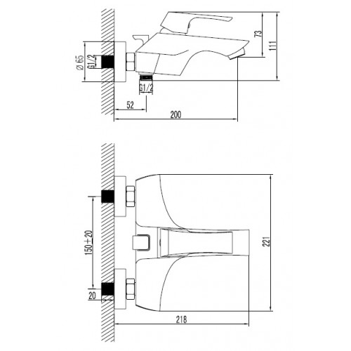 Смеситель для ванны Lemark "Unit" LM4502C 