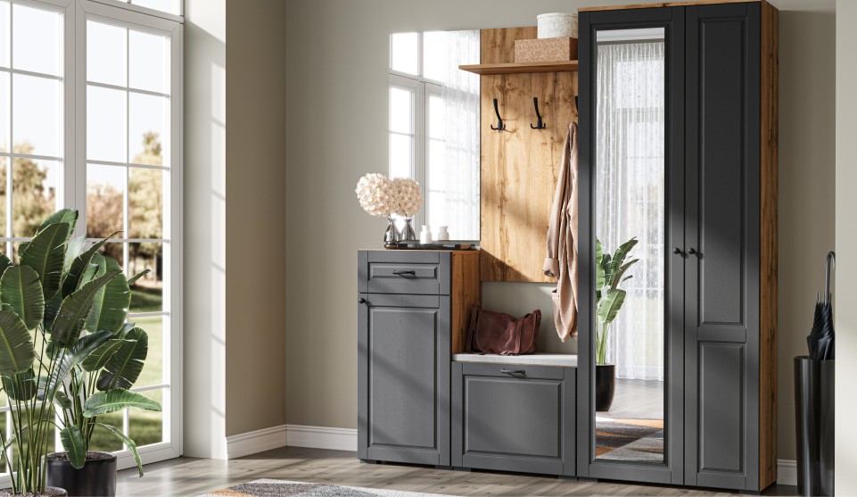 Прихожая "Лацио Сканди" (ручки черные) Прихожая "Лацио Сканди" (ручки черные)