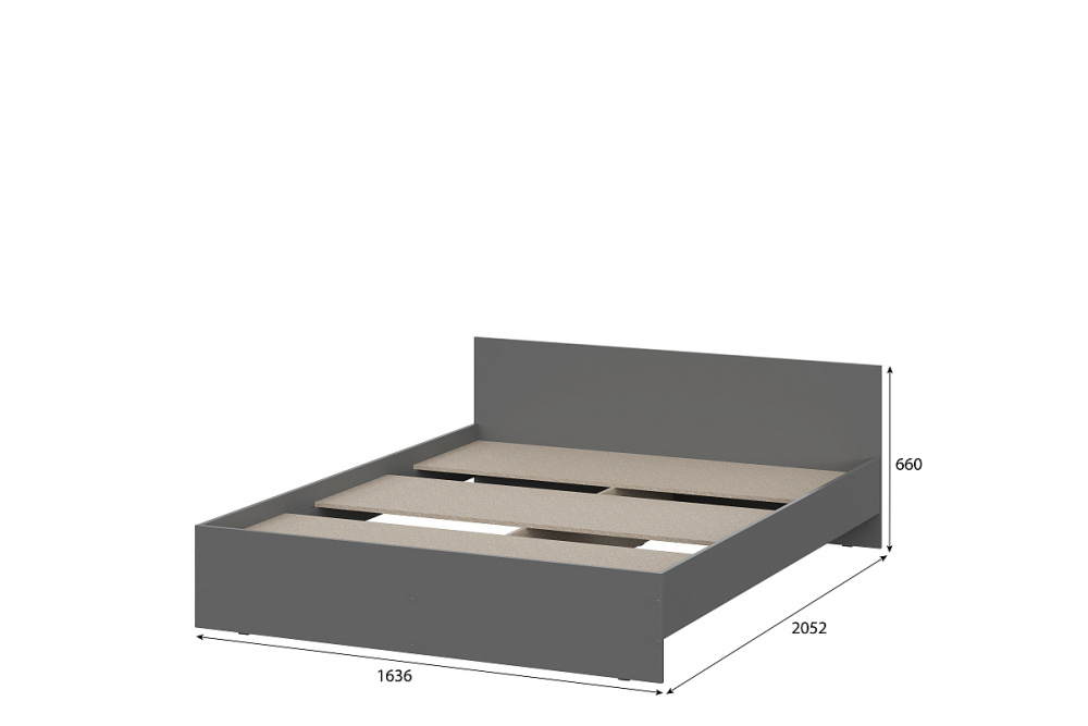 Кровать (1,6х2,0) "Денвер" Графит серый