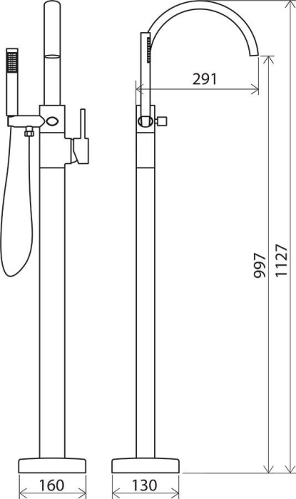 Смеситель напольный для ванны "RAVAK" FM 080.00