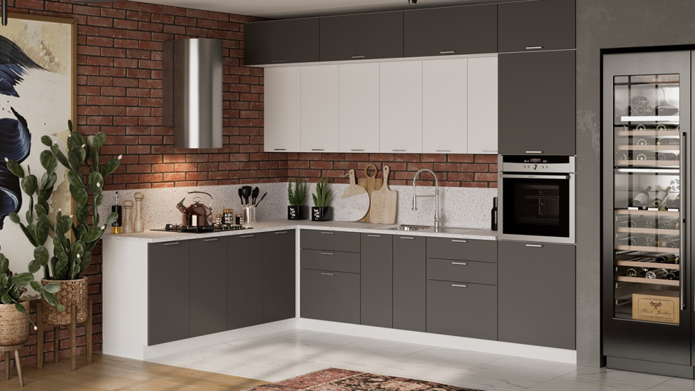 Кухонный гарнитур «Габриэлла» №15 Белый, Сноу, Титан