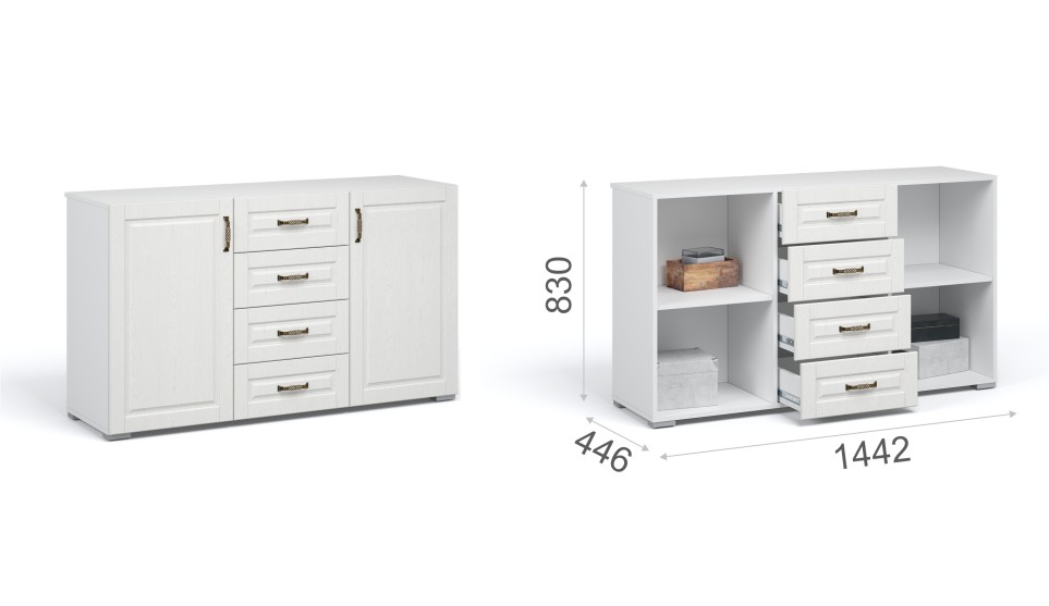 Комод "Лацио" 2 двери 4 ящика Белый