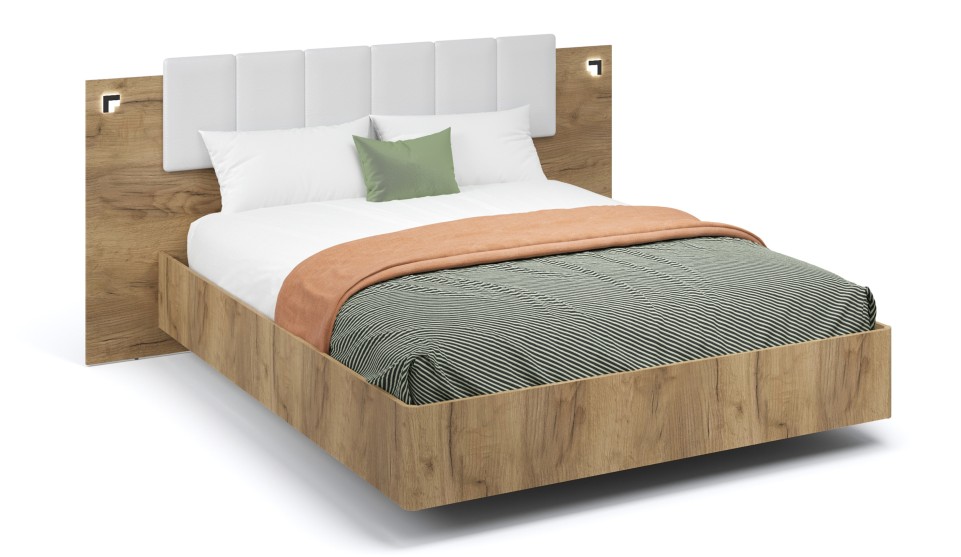 Кровать 160 с ПМ "Мишель" Дуб крафт золотой