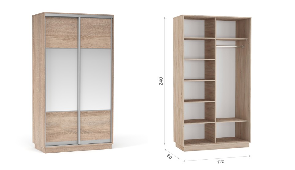 Шкаф-купе "Тетрис" (корпус) 1200/2400 Дуб сонома