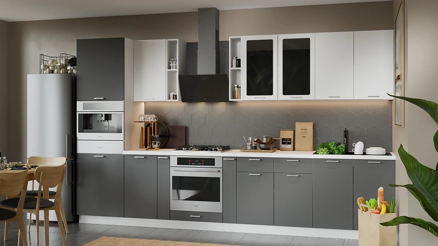 Кухонный гарнитур «Габриэлла» №12 Белый, Сноу, Титан