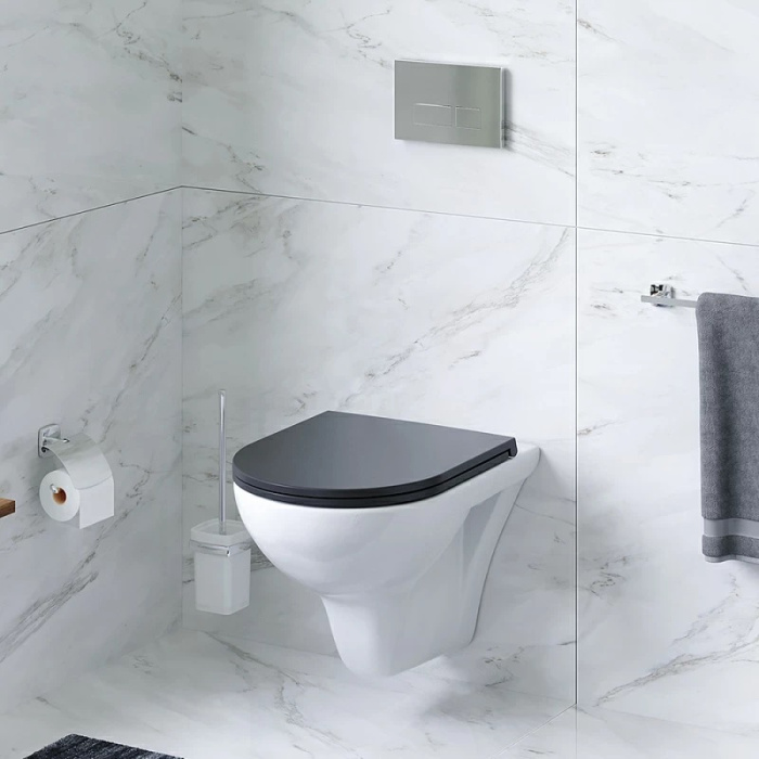 Унитаз подвесной AM.PM Gem C901700SCmb безободковый с черным сиденьем