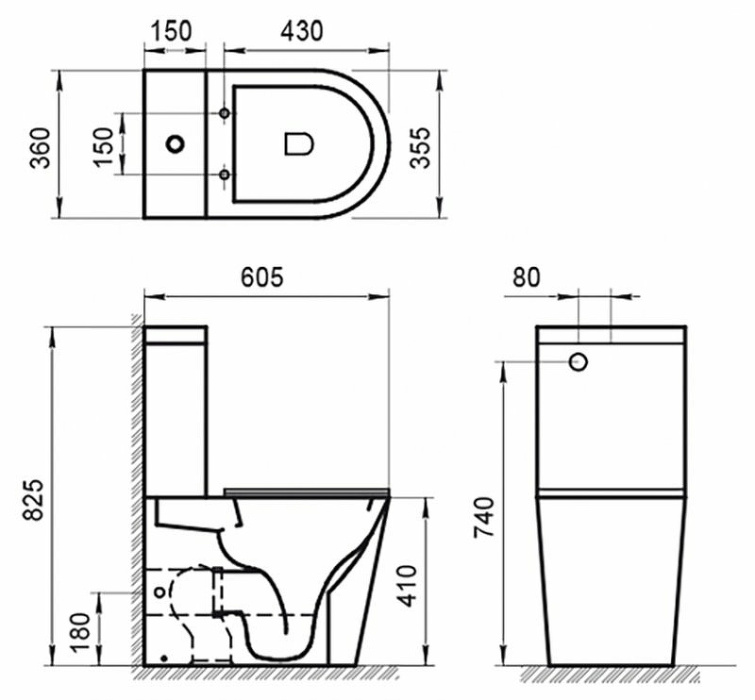 Унитаз напольный BelBagno "Flay-R" 360Х605Х410