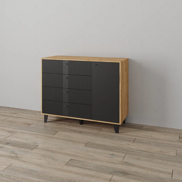 Комод Катрин - 13 Дуб крафт золотой/Карбон вулкан