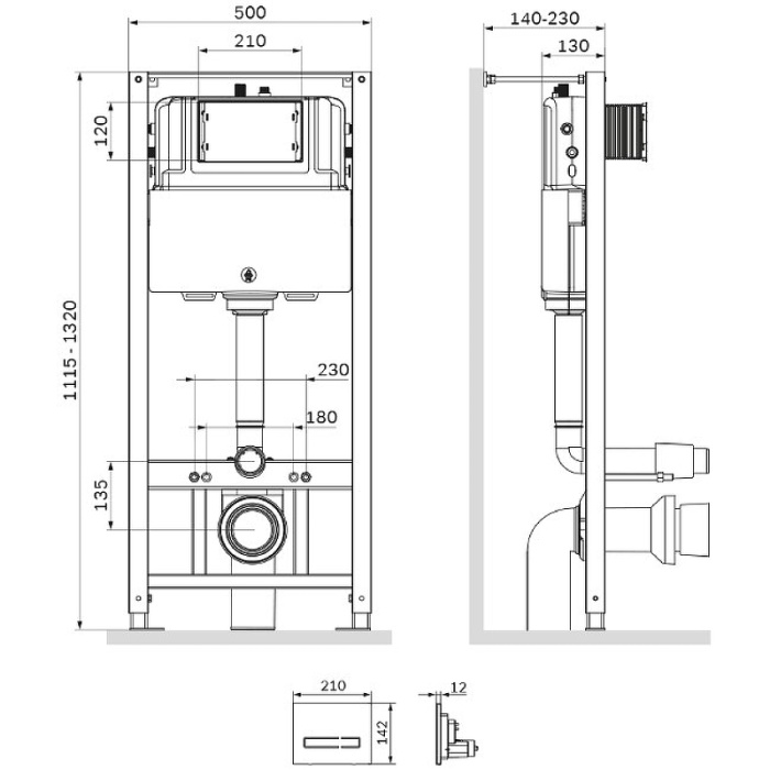 Инсталляция для подвесного унитаза AM.PM Pro I012704.50A38 с клавишей смыва