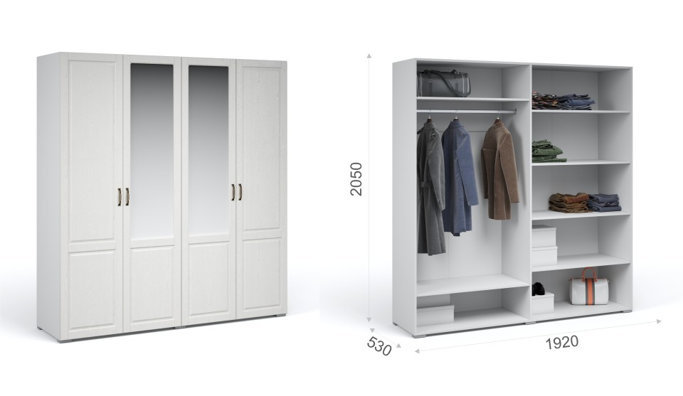 Шкаф 4-х дверный с зеркалом "Лацио" Шкаф 4-х дверный с зеркалом "Лацио"