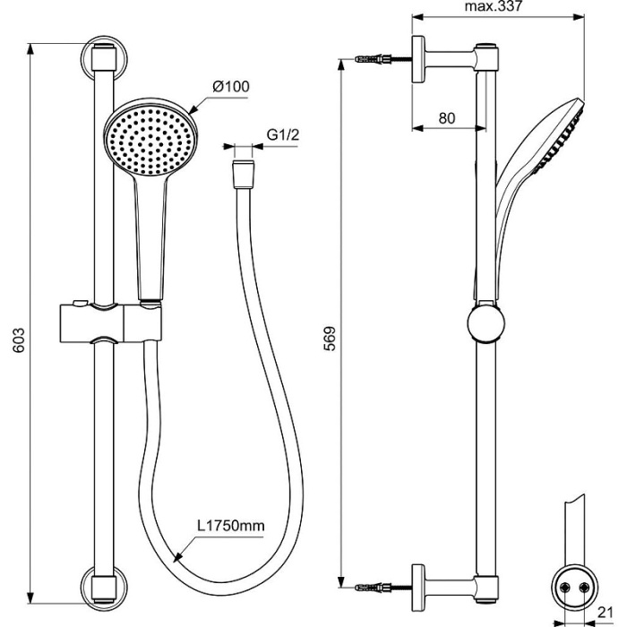 Душевой гарнитур Ideal Standard Ideal "Rain Soft" BD142XG