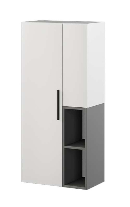 Шкаф-пенал настенный "Альберо" Белый / Графит Серый