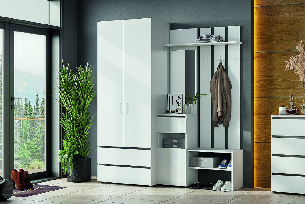 Прихожая "Токио" Белый текстурный