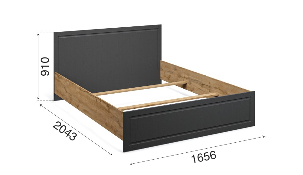 Кровать 160 без ПМ "Лацио" без ламелей Графит