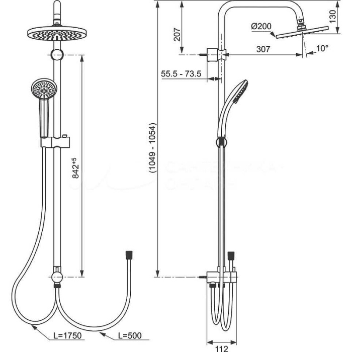 Душевая система Ideal Standard "Ideal Rain Eco" A6281AA