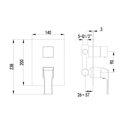 Смеситель для ванны и душа Lemark "Unit" LM4528C 