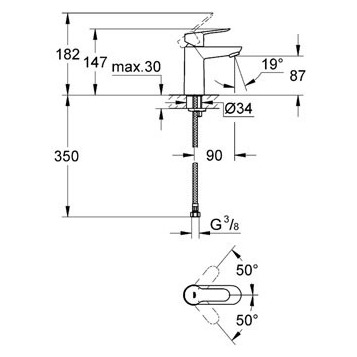 Смеситель для раковины GROHE "Bauedge" 23330000