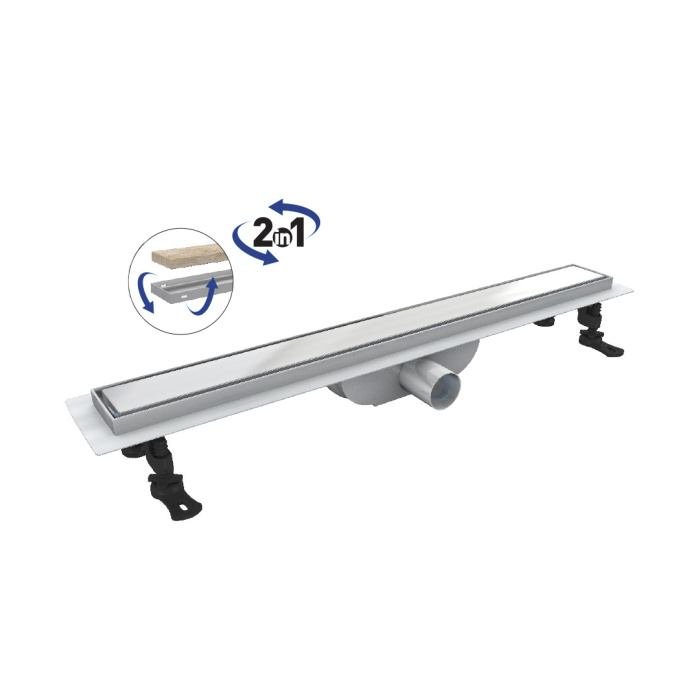 Душевой лоток Drain Leo-41-80 прямой 800 Хром 40 мм на ножках, с переходником 40/50