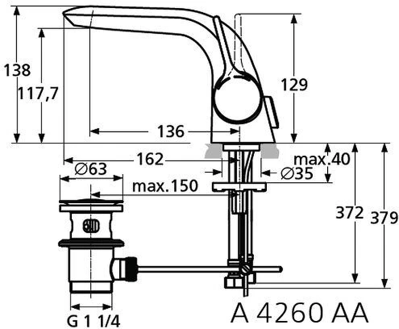 Смеситель для раковины Ideal Standard "Melange" A4260AA