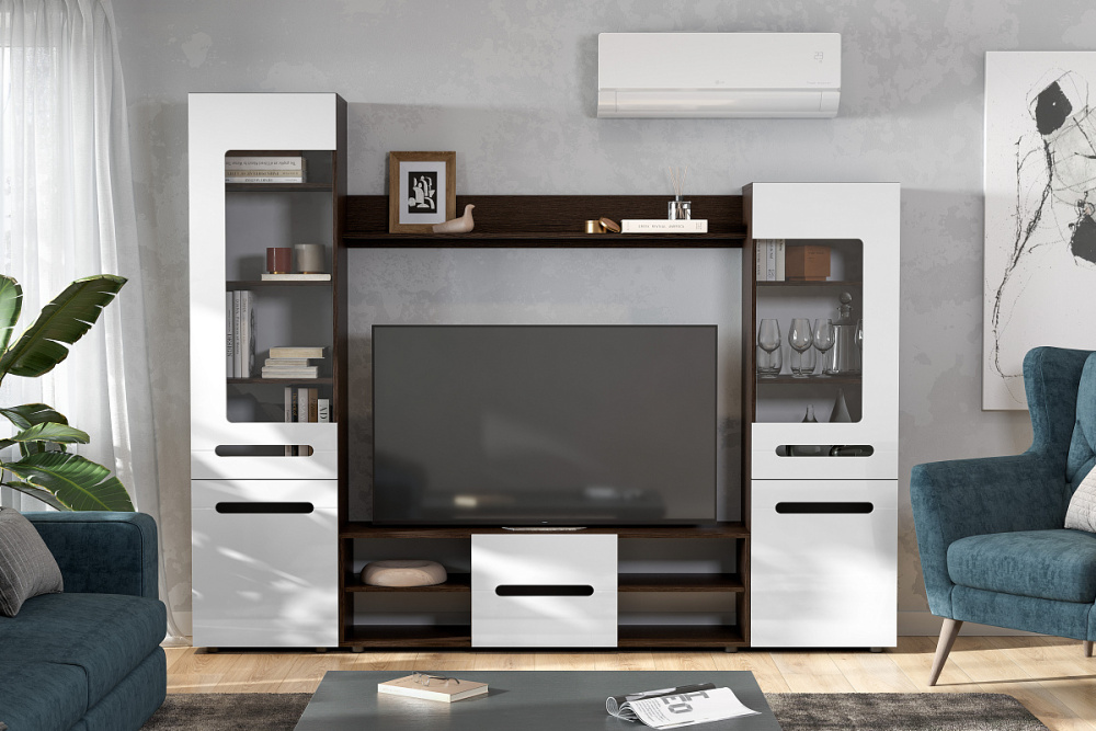 Гостиная "МГС 6" Исполнение 1 Венге / Белый глянец Гостиная "МГС 6" Исполнение 1 Венге / Белый глянец