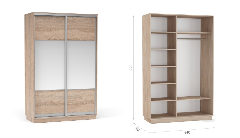 Шкаф-купе "Тетрис" (корпус) 1400/2200 Дуб сонома Шкаф-купе "Тетрис" (корпус) 1400/2200 Дуб сонома