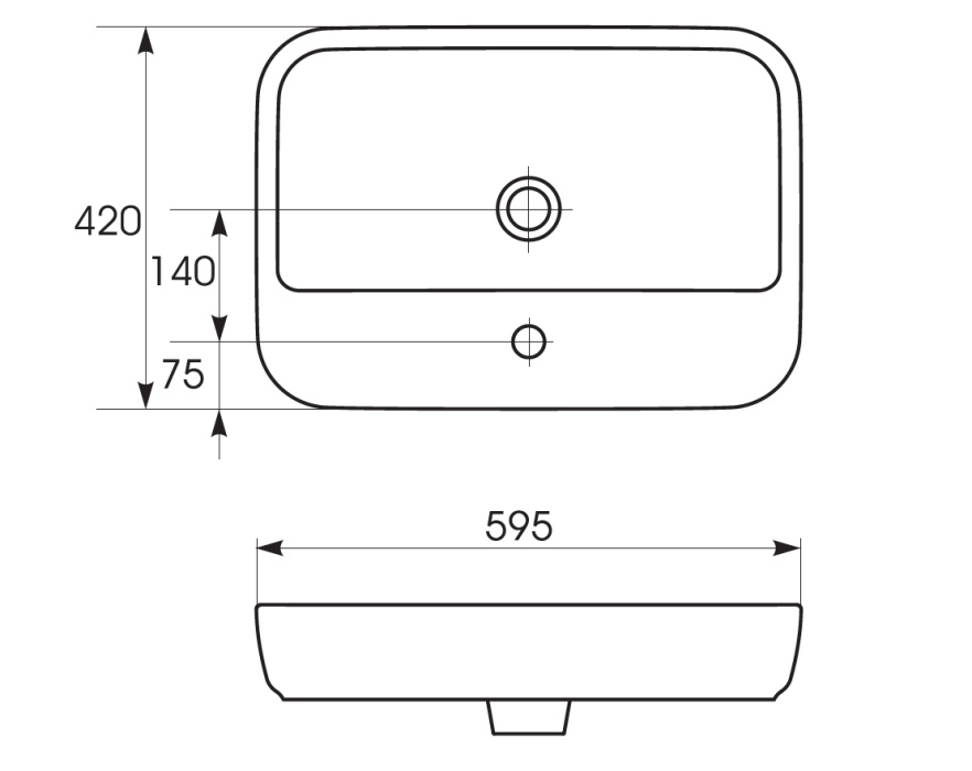 Раковина CERSANIT накладная "CASPIA 60 SQUARE" 