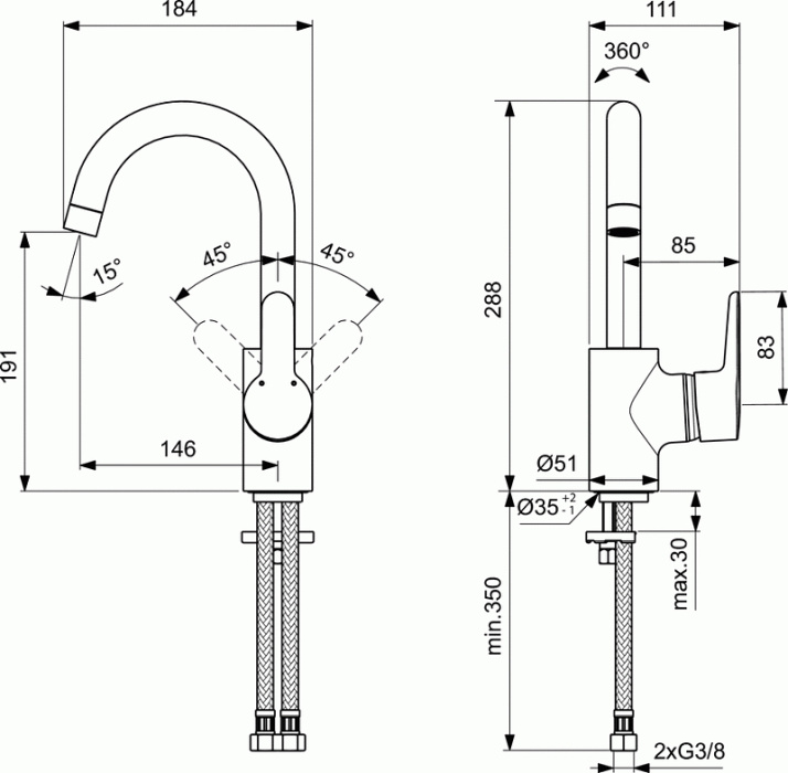 Смеситель для раковины Ideal Standard "Connect Blue" B9933AA