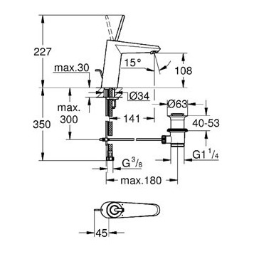 Смеситель для раковины GROHE "Eurodisc Joy" 23427000