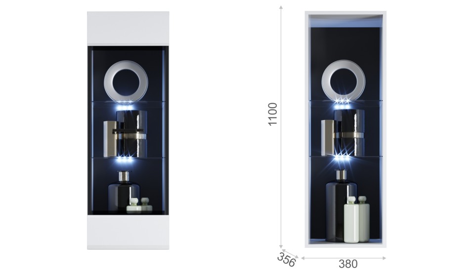 Пенал-витрина навесная "Йорк" 02