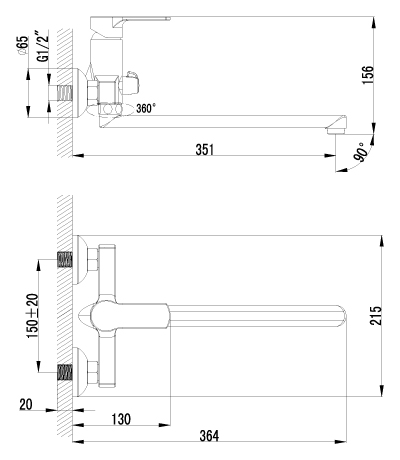 Смеситель для ванны LEMARK "Plus Grace" LM1551C