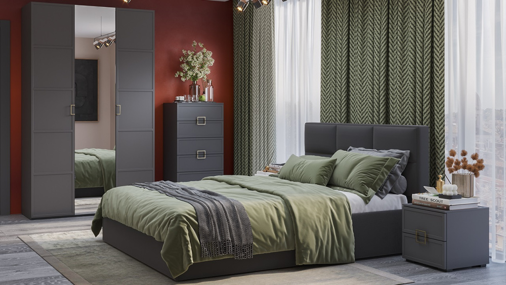 Спальня «Стелла» Серый вулкан, Фон серый