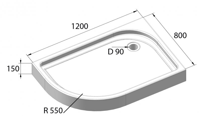 Акриловый поддон для душа BelBagno "Tray 120" R 120Х80Х15