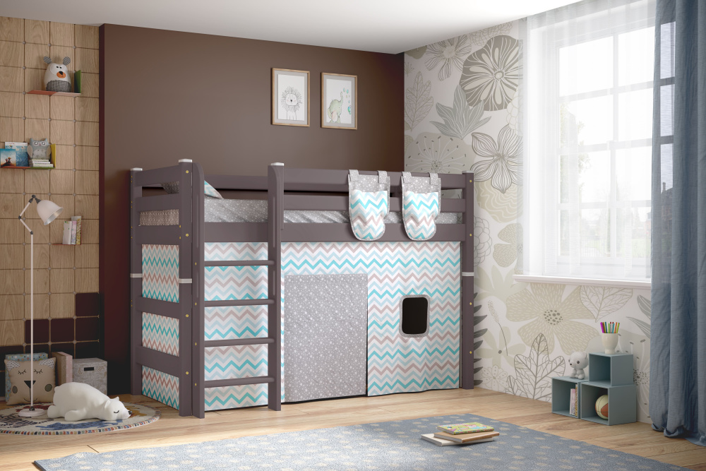 Полувысокая кровать "Соня" с прямой лестницей Вариант 5