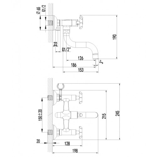 Смеситель для ванны Lemark "Practica" LM7512C